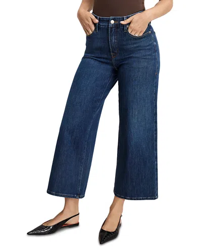Good American Soft Tech Good Waist Palazzo Cropped Jeans In Indigo977 In Purple