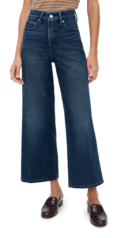 Good American Soft Tech Good Waist Palazzo Cropped Jeans Indigo977 In Blue