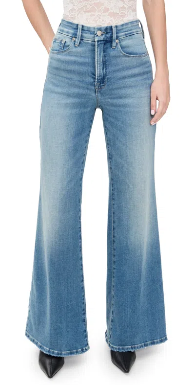 Good American Soft Tech Good Waist Palazzo Ankle Jeans Indigo1238 In Multi