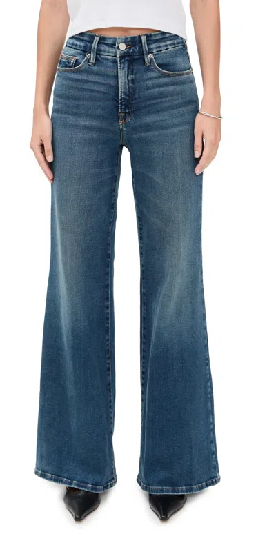 Good American Soft Tech Good Waist Palazzo Jeans Indigo986 In Blue