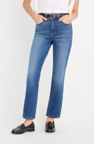 Good American Soft-tech Good Legs Ankle Straight Leg Jeans In Blue