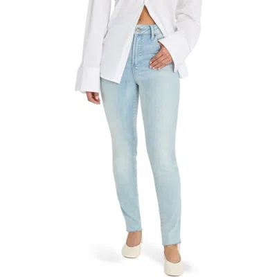 Good American Soft-tech Good Legs Raw Hem Skinny Jeans In Blue