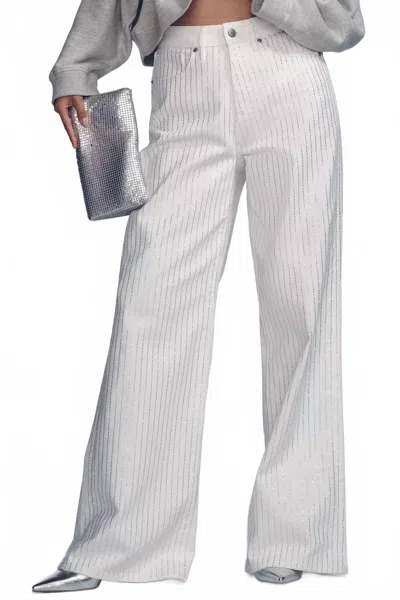 Good American Sparkle-lined Good Ease Relaxed Jeans In White In Multi
