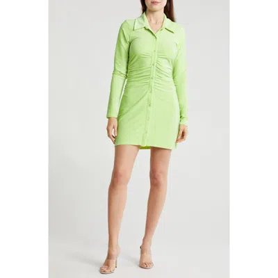 Good American Sparkle Long Sleeve Dress In Electric Lime002