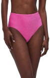 Good American Sparkle High Waisted Brief Bikini Bottom In Knockoutpink001