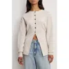 Good American Split Front Button Up Sweater In Light Taupe