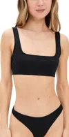 Good American Square Neck Compression Bikini Top In Black