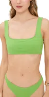 Good American Square Neck Compression Swim Top Lime In Lime