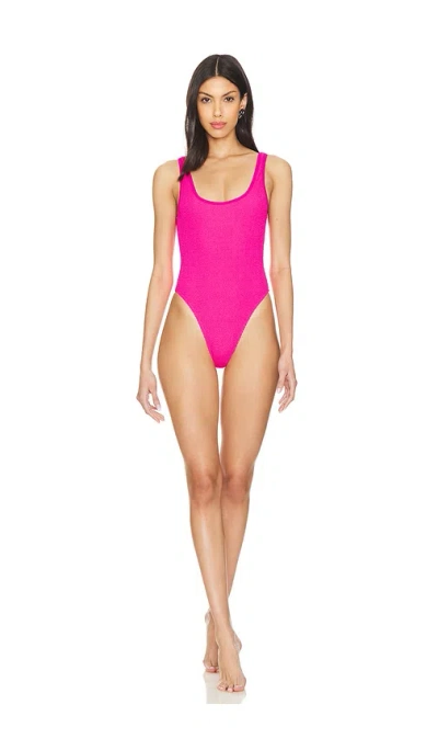 Good American Square Neck One Piece Swimsuit In Pink