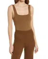 GOOD AMERICAN SQUARE NECK TANK BODYSUIT IN BROWN