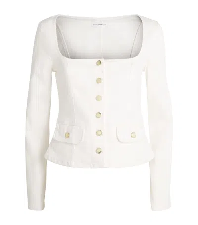 Good American Square-neck Denim Jacket In White