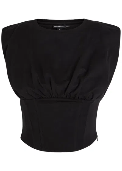 Good American Stretch-cotton Corset Top In Black