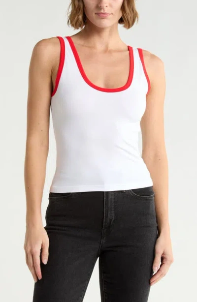 Good American Stretch Cotton Crop Ringer Tank In White