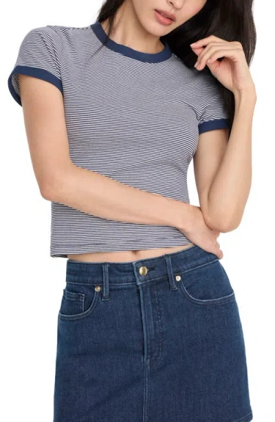 Good American Stretch Cotton Crop Ringer T-shirt In Gray