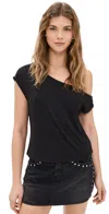 Good American Stretch Jersey Asymmetric Top Black001 In Black001