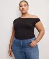 GOOD AMERICAN STRETCH JERSEY ASYMMETRIC TOP, REGULAR & PLUS SIZES