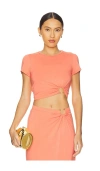 Good American Metal Ring Jersey Crop Top In Coral