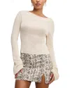 Good American Roll Neck Stretch Rib Sweater In Ecru
