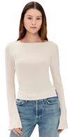 Good American Roll Neck Stretch Rib Sweater In Ecru003
