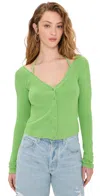 Good American Long-sleeve Off-the-shoulder Stretch Rib Knit Top In Lime005