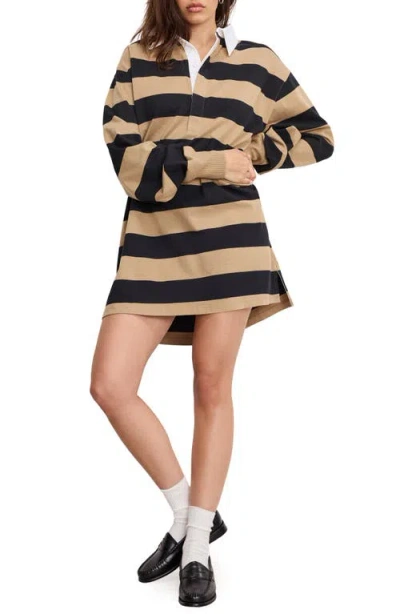 Good American Stripe Jersey Polo Minidress In Multi