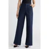 Good American Women's Striped Ponte Wide-leg Trousers In Ink Stripe