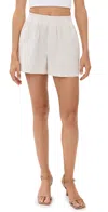 Good American Womens Putty Pencil Stripe003 Stripe-pattern Elasticated-waist Cotton-blend Poplin Sho In Putty Pencil Stripe003