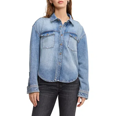 Good American Structured Denim Shirt In Blue