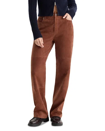 Good American Suede Good True Straight Jeans In Cafe Clay In Brown