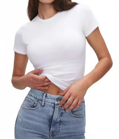 Good American Super Stretch Baby Tee Top In White