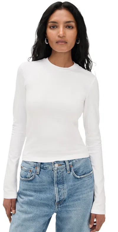 Good American Super Stretch Long Sleeve Tee White001 In Brown