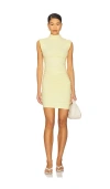 Good American Womens Lemon003 Mock-neck Ruched Stretch-jersey Mini Dress In Yellow