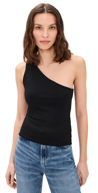 Good American Super Stretch One Shoulder Tank Top In Black