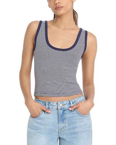 Good American Stretch Cotton Crop Ringer Tank In Blue