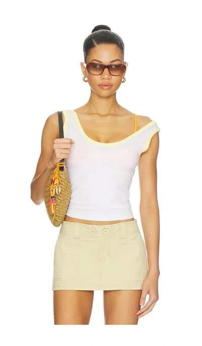 Good American Super Stretch Ringer Tank Top In White
