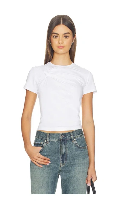 Good American Super Stretch Twist Tee Shirt In White