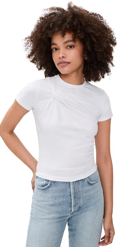 Good American Super Stretch Twist Tee Shirt In White001