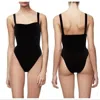 Good American Sweetheart Cami Velvet Bodysuit In Black In Black