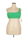 Good American Swimsuit Top Green One Shoulder Neckline Swimwear In Green