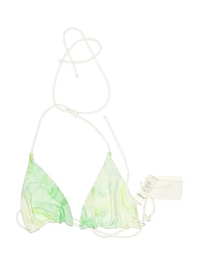 Pre-owned Good American Swimsuit Top Green Tropical Pattern Swimwear