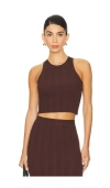 Good American Ribbed Crop Tank In Brown