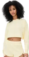 Good American Terry Cropped Crewneck Sweater Light Ray001 In Light Ray001