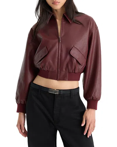 Good American The Better Than Leather Cropped Bomber Jacket In Brown