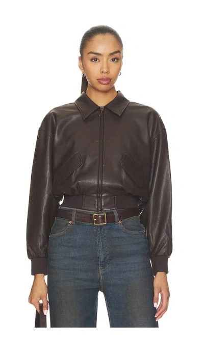 Good American The Better Than Leather Cropped Jacket In Brown