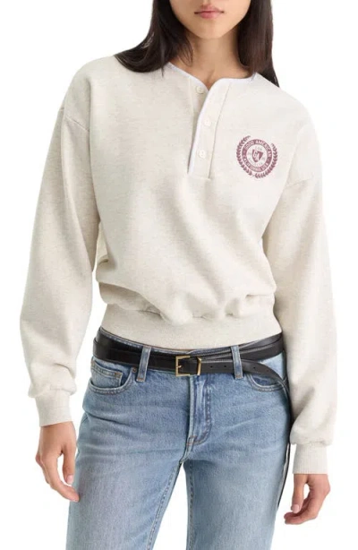 Good American The Brushed Fleece Henley Sweatshirt In Neutral