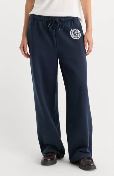 Good American The Brushed Fleece Wide Leg Sweatpants In Blue
