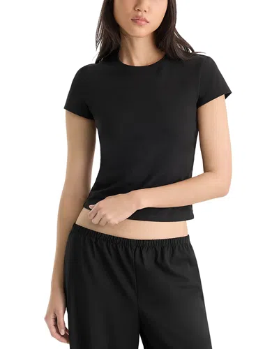 Good American The Cap Sleeve Cotton Stretch Tee In Black