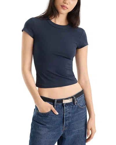 Good American The Cap Sleeve Cotton Stretch Tee In Blue