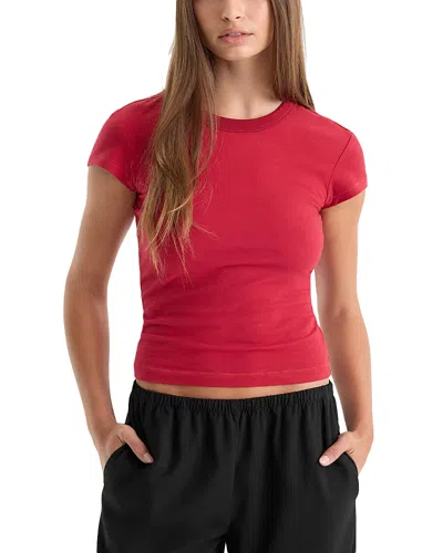 Good American The Cap Sleeve Cotton Stretch Tee In Red