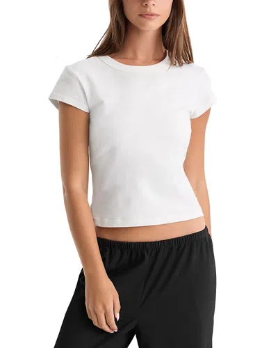 Good American The Cap Sleeve Cotton Stretch Tee In White